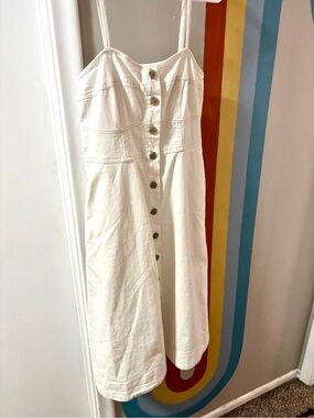 Universal Thread Cream Button-Front Spaghetti Strap Midi Dress